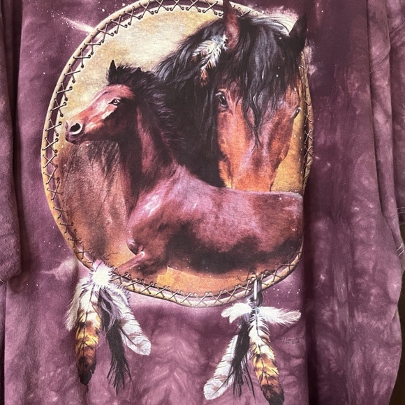 Delta Pro Weight Purple Tie Dye Horses Dreamcatcher Nature T-Shirt Y2K - Picture 4 of 7